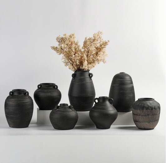 Rustic Black Earthenware Ensemble