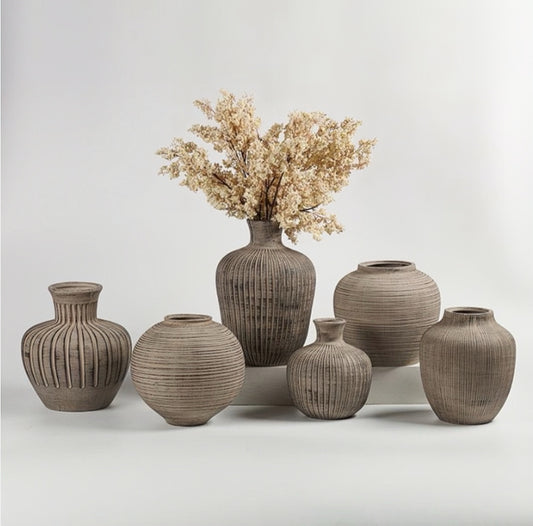 Rustic Harmony Textured Vase Set