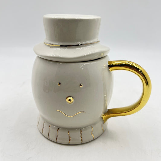 Whimsical Snowman Mug with Gold-Tipped Top Hat and Handle