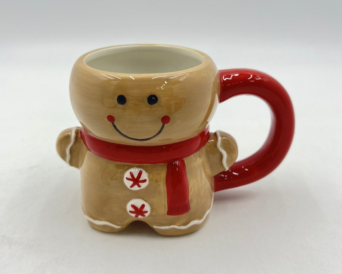 Gingerbread Friend Holiday Mug with Red Scarf Charm