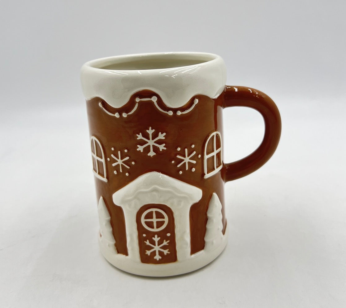 Gingerbread Chalet Mug with Snowy Charm