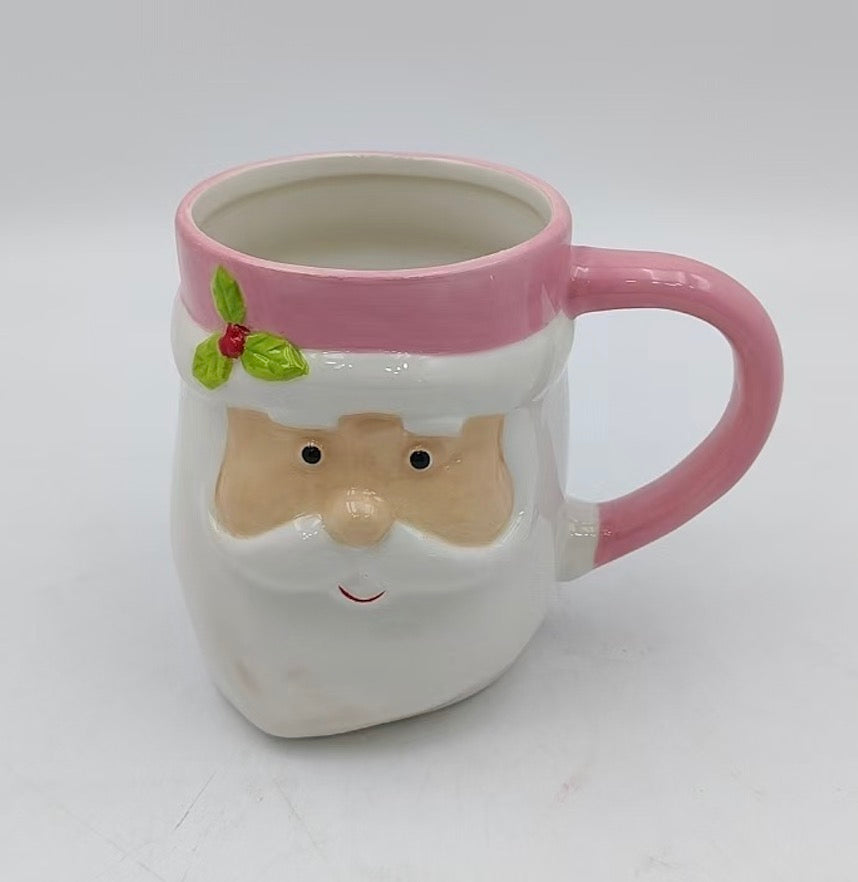 Pastel Santa Mug with Holly Accent