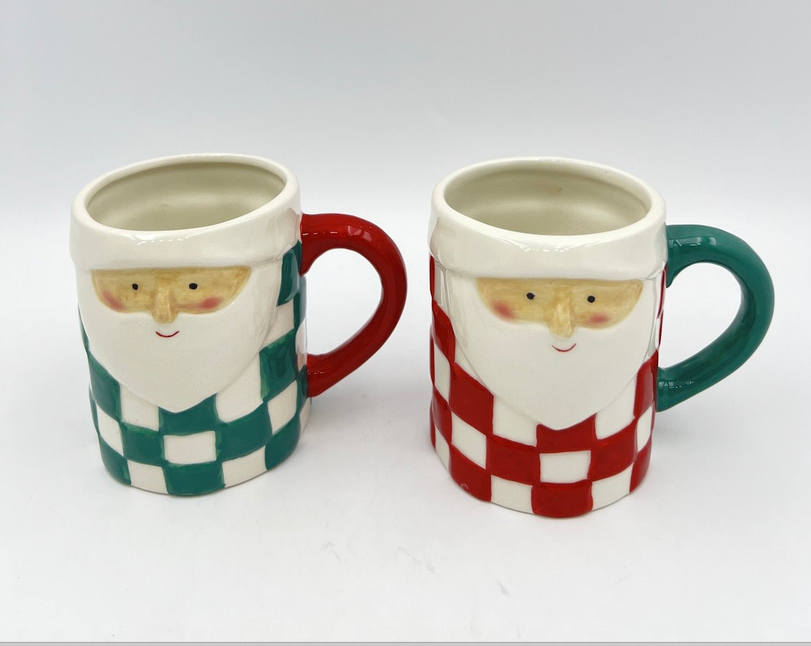 Santa Checkered Cheer Mug Duo