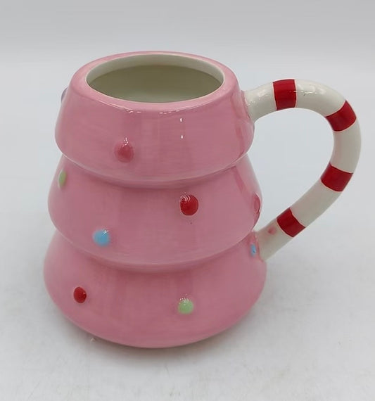 Candy Stripe Pink Christmas Tree Mug