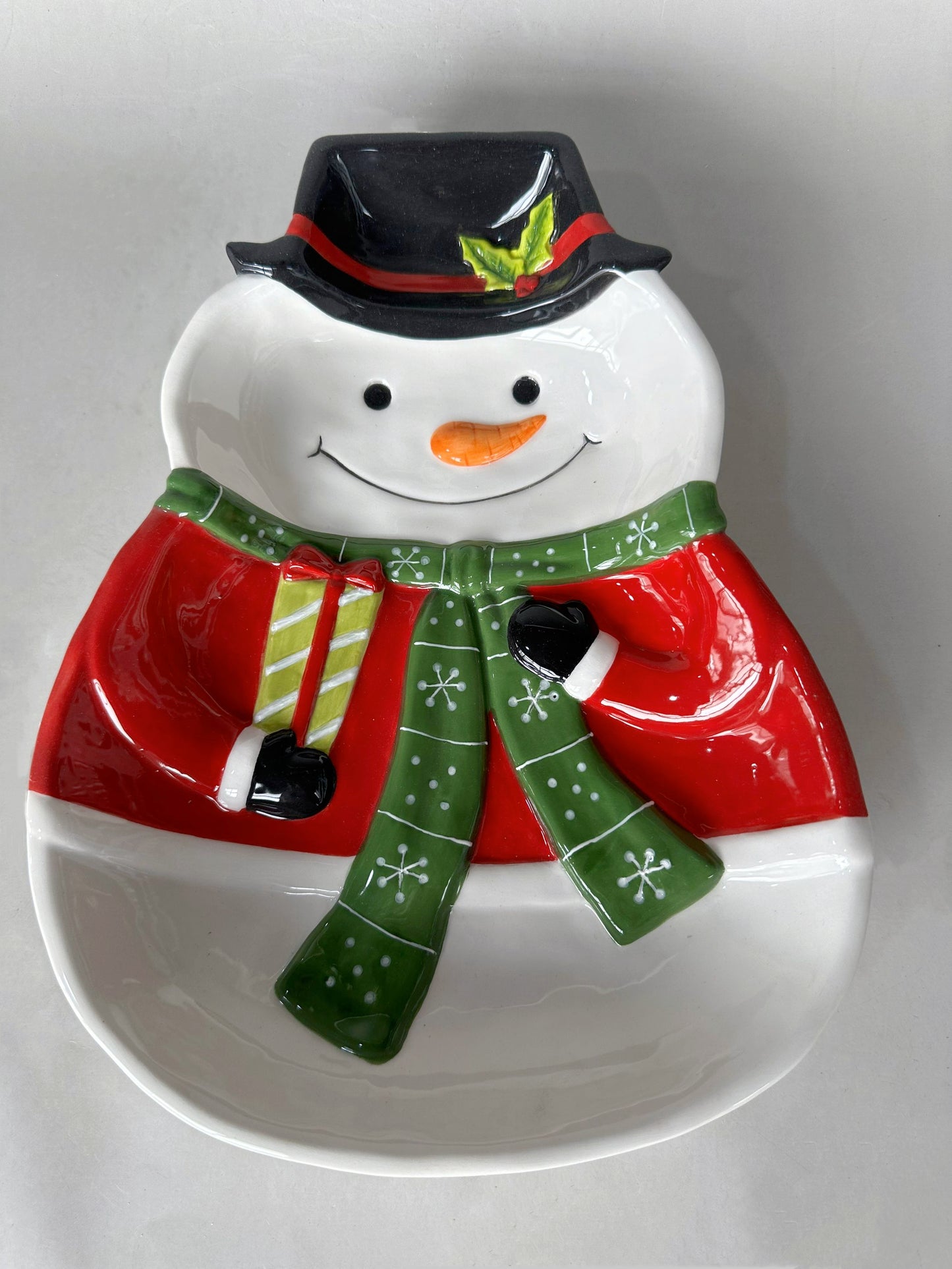 Festive Snowman Ceramic Serving Plate