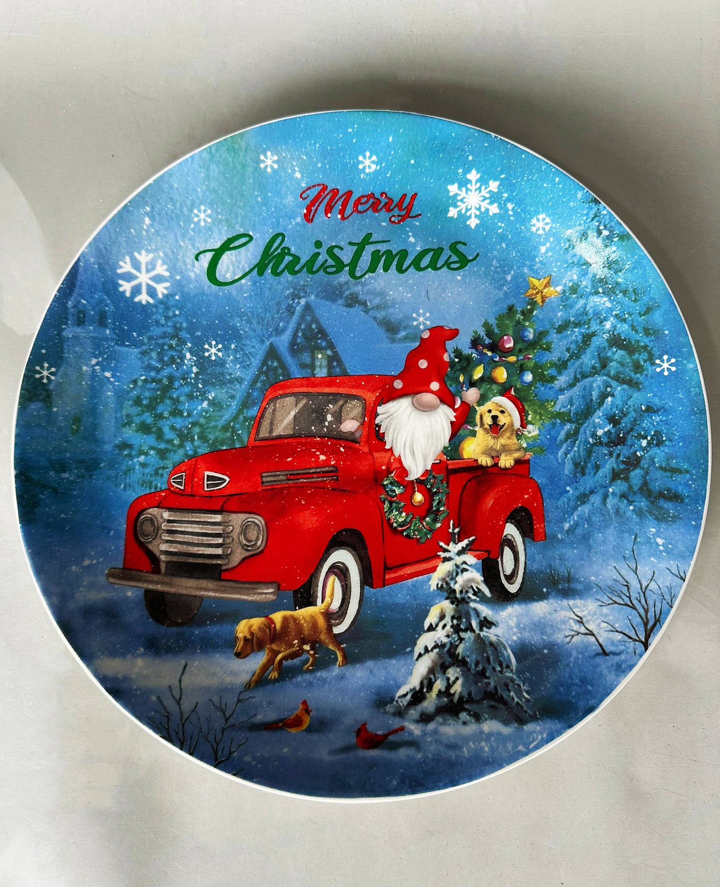 Vintage Christmas Truck Ceramic Plate