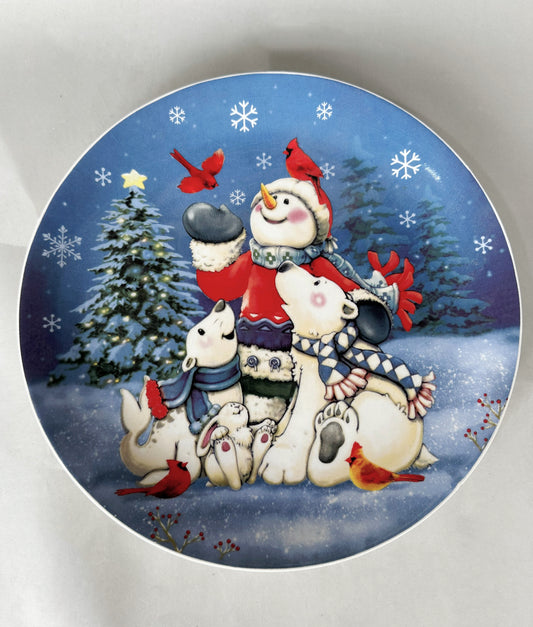 Snowman and Friends Ceramic Plate