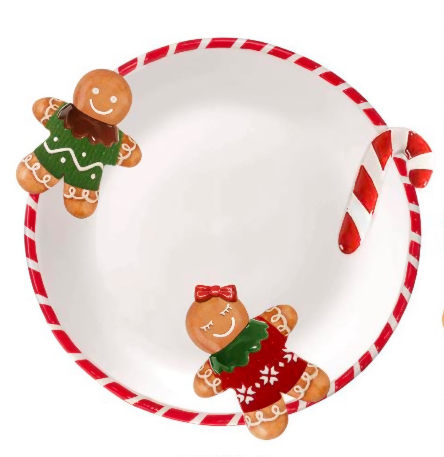 Gingerbread and Candy Cane Ceramic Plate