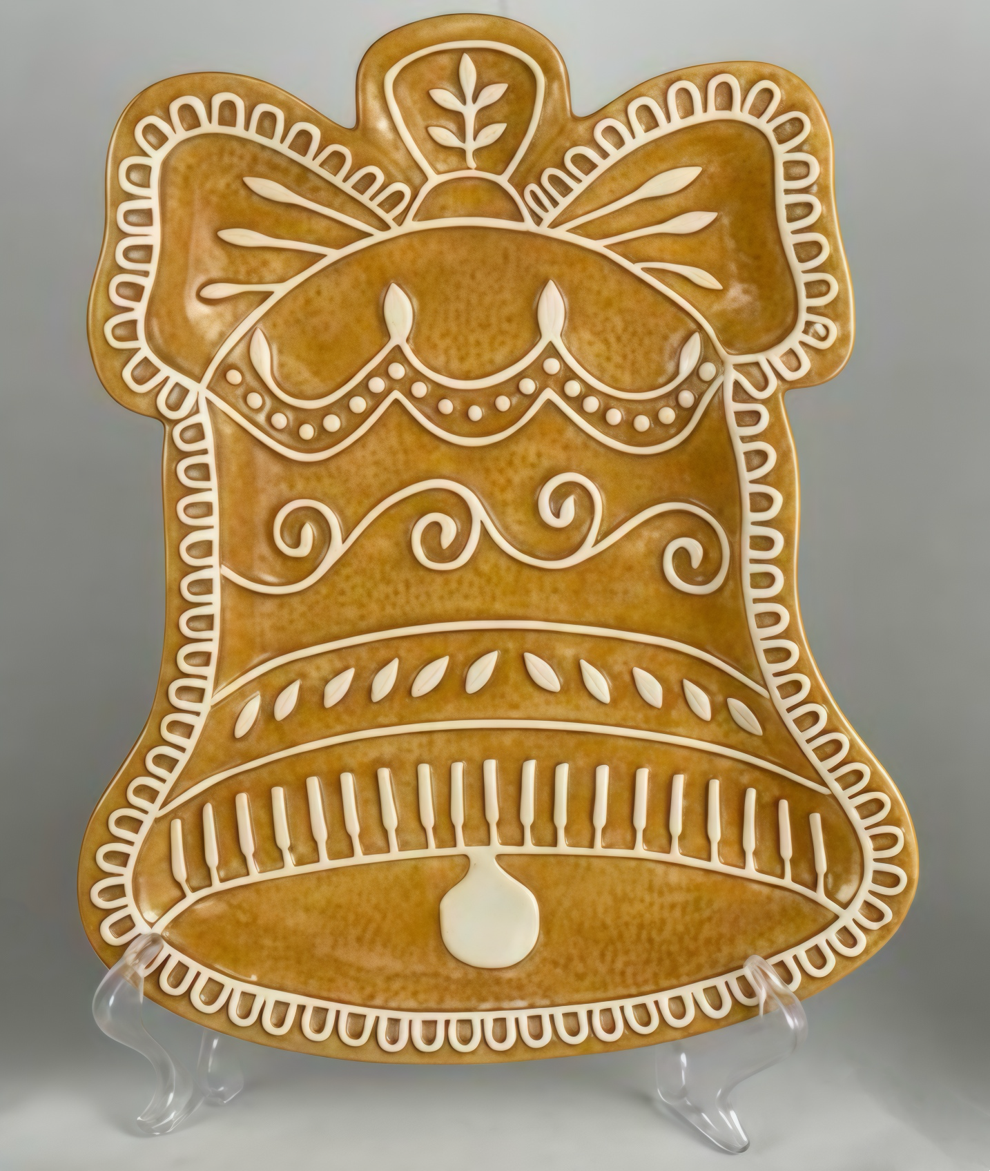 Golden Gingerbread Bell Ceramic Plate