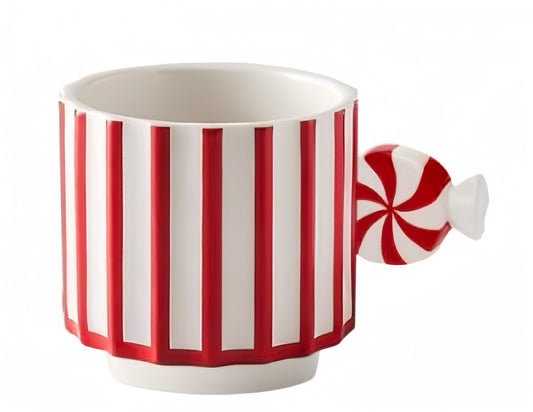 Peppermint Striped Mug with Candy Twist Handle