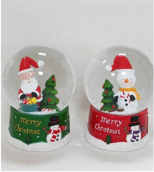 Merry Christmas Santa & Snowman Snow Globes