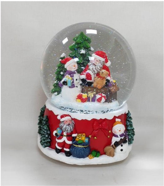 Santa with Teddy Bear LED Snow Globe