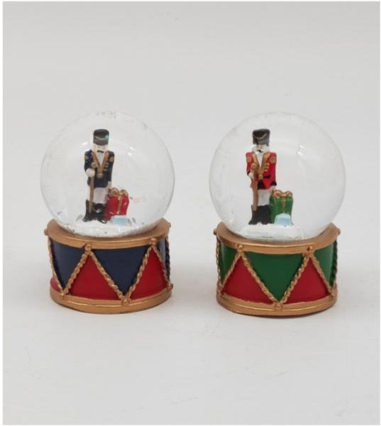 Festive Nutcracker Snow Globes with Drum Base