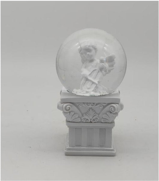 Angelic Harmony Snow Globe with Ornate Pillar Base