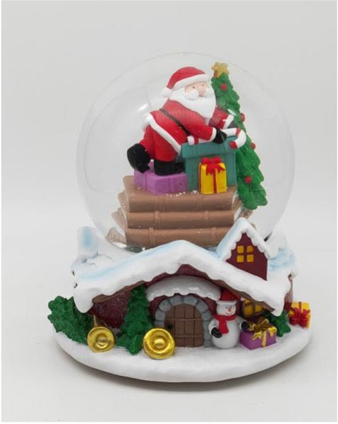 Santa's Rooftop Adventure Snow Globe