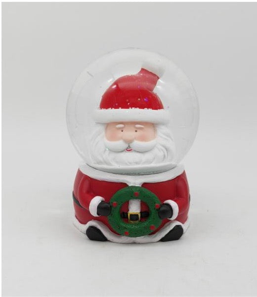 Jolly Santa Snow Globe with Wreath Base