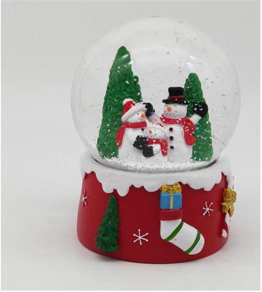 Festive Snowman Family Holiday Snow Globe