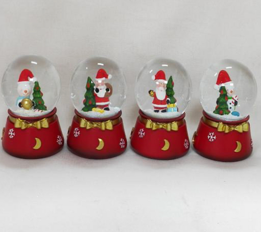 Santa's Holiday Snow Globe Collection with Gold Bow Accents