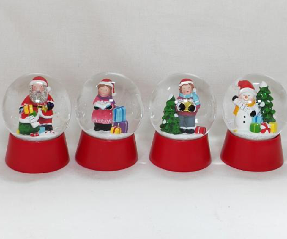 Festive Snow Globe Collection with Red Base