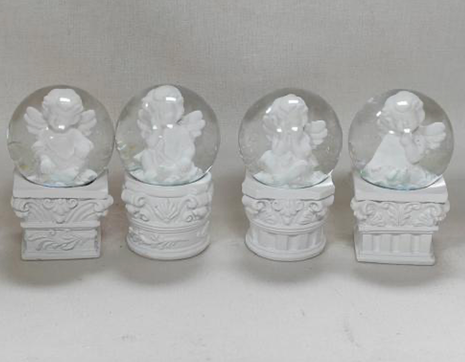 Miniature Angel Snow Globes with Elegant Pedestal Bases