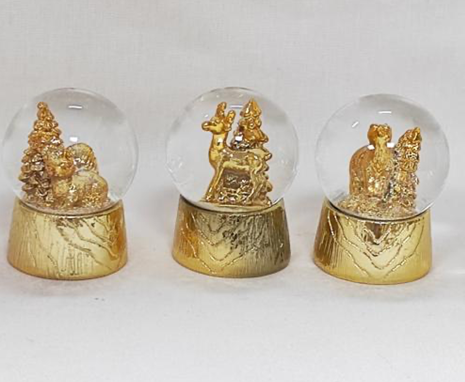 Gold Animal Snow Globes with Textured Bases