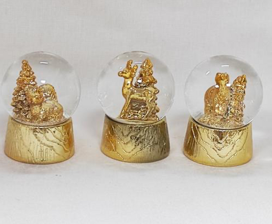 Gold Animal Snow Globes with Textured Bases