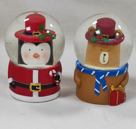 Penguin and Bear Snow Globe Figurines