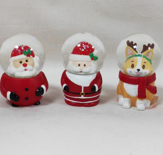 Santa and Reindeer Snow Globe Figurines