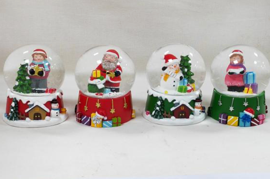 Holiday Cheer Snow Globes – Festive Santa, Snowman, and Gift Scenes