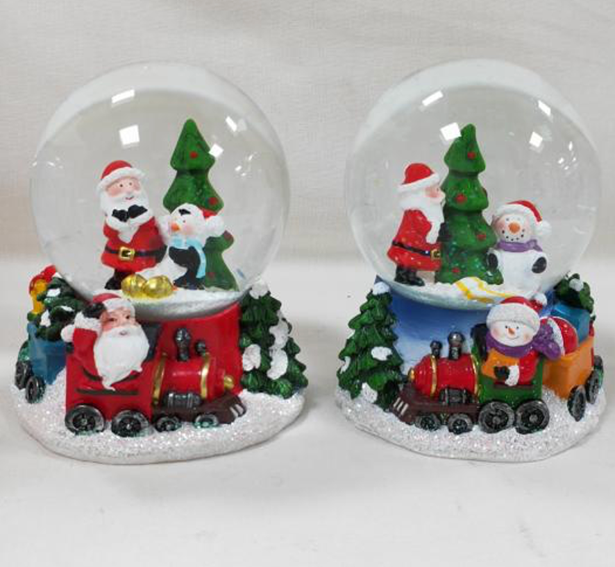 Santa and Snowman Train Snow Globes