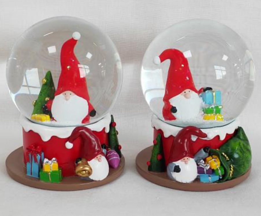 Festive Santa Gnome Snow Globes