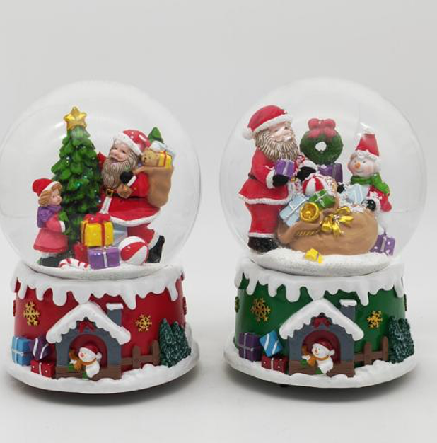 Santa's Holiday Joy Snow Globe Set with LED Light