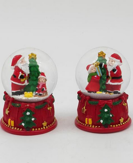 Santa & Little Helper Christmas Tree Snow Globe