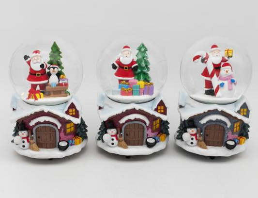 Santa’s Winter Wonderland Cottage Snow Globes