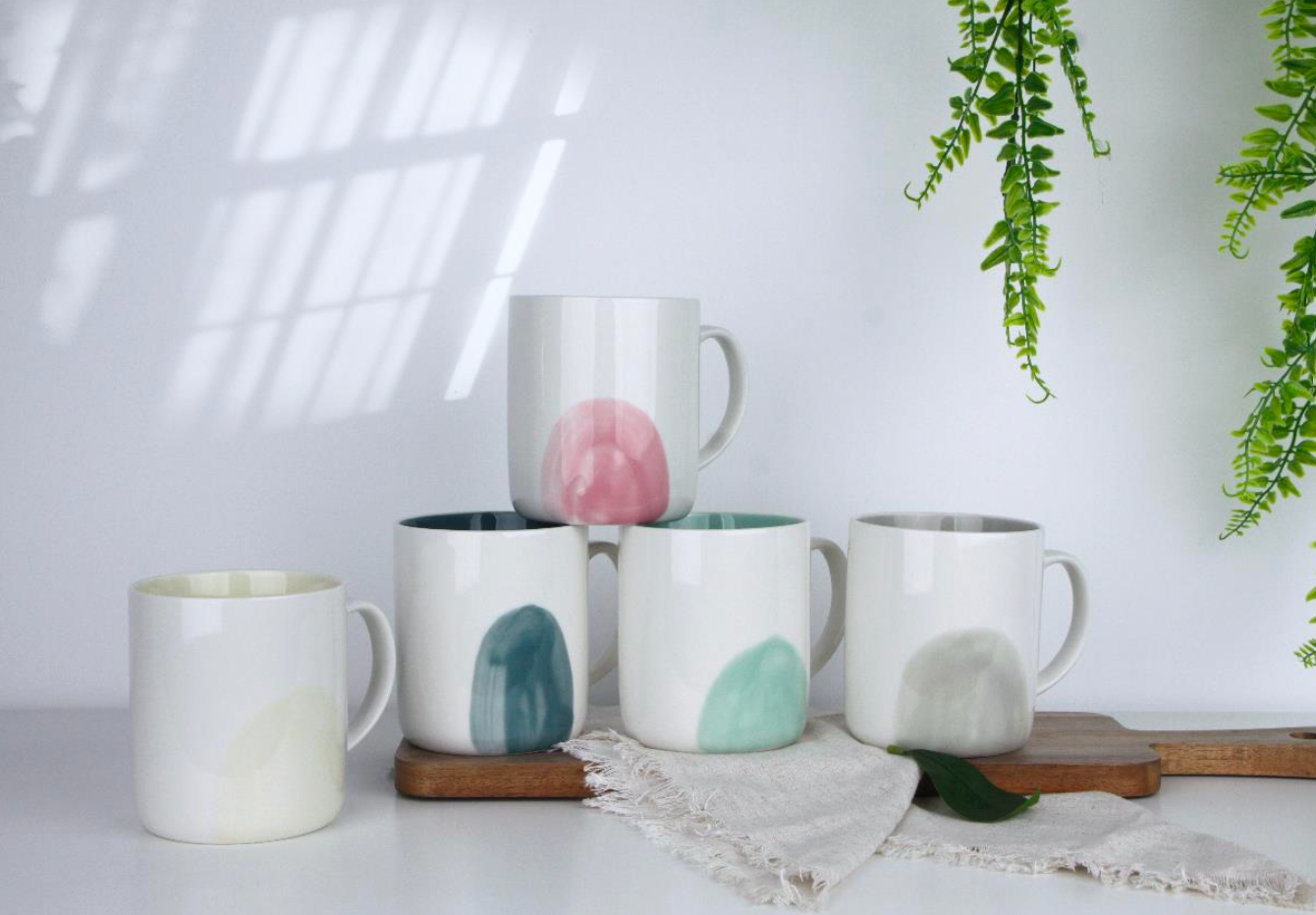 Minimalist Brushstroke Ceramic Mugs - Design #2