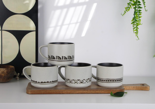 Monochrome Tribal Pattern Ceramic Mugs