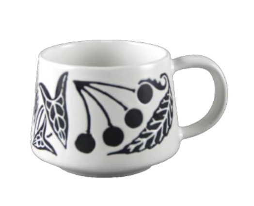 Botanical Elegance Black and White Ceramic Mugs