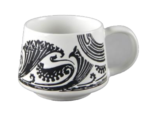 Botanical Elegance Black and White Ceramic Mugs