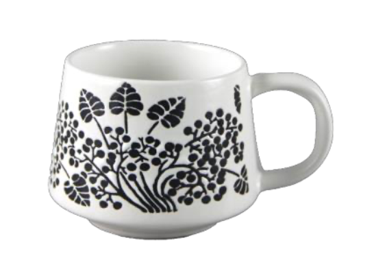 Botanical Elegance Black and White Ceramic Mugs