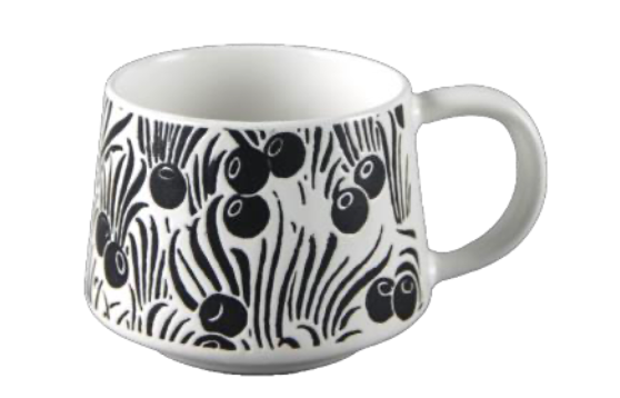 Botanical Elegance Black and White Ceramic Mugs