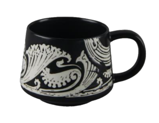 Elegant Black Botanical Ceramic Mugs