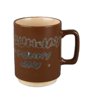 Retro Typography Brown Ceramic Mugs