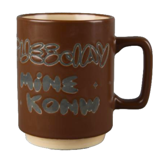 Retro Typography Brown Ceramic Mugs