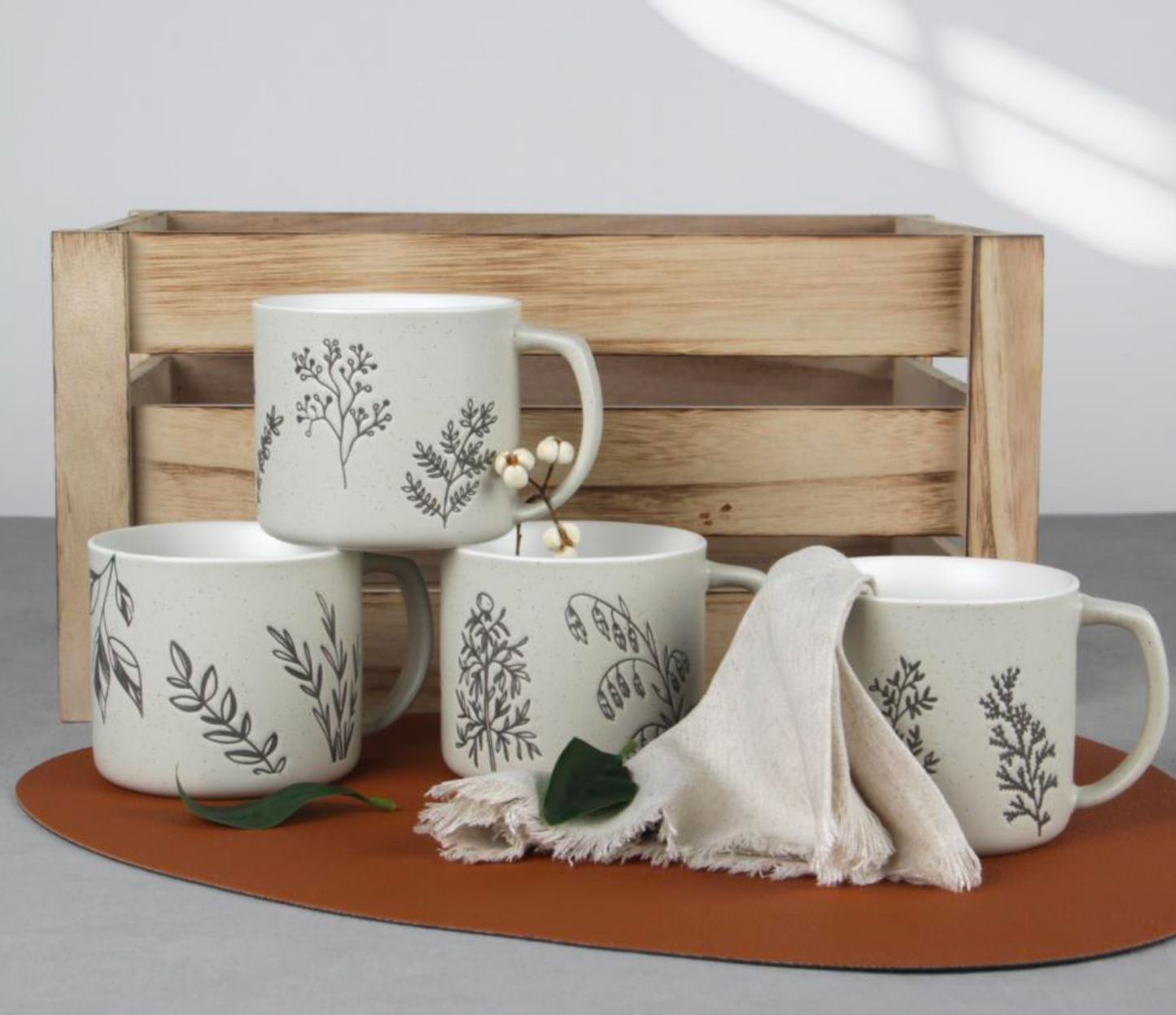 Minimalist Botanical Ceramic Mugs - Set #1