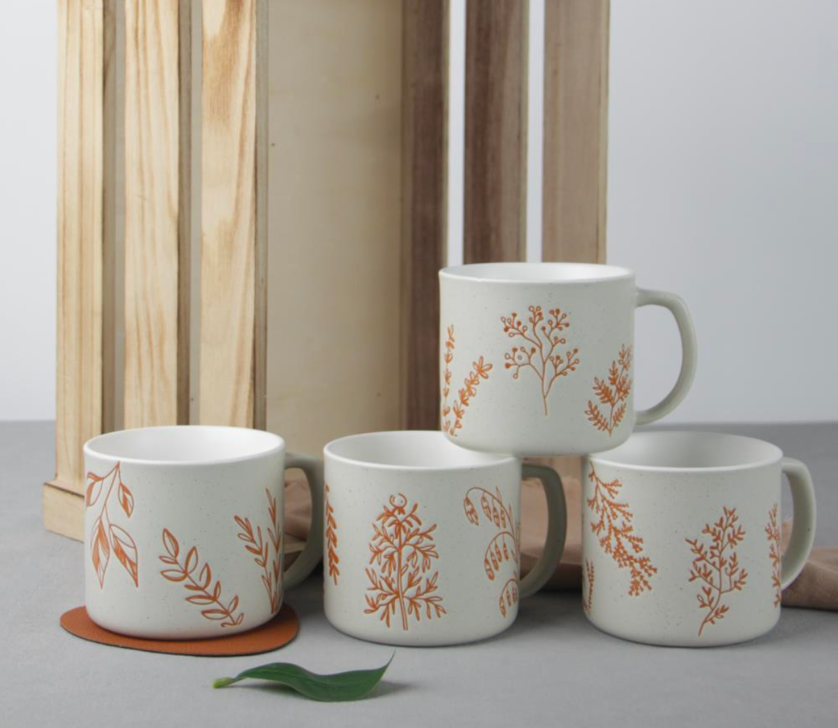 Minimalist Botanical Ceramic Mugs - Set #2