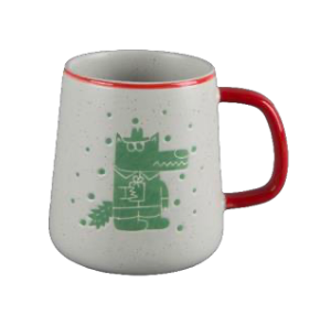 Festive Green Holiday Character Ceramic Mugs - Set #1