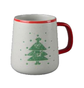 Festive Green Holiday Character Ceramic Mugs - Set #1