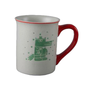 Festive Green Holiday Character Ceramic Mugs - Set #2