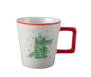 Festive Green Holiday Character Ceramic Mugs - Set #3