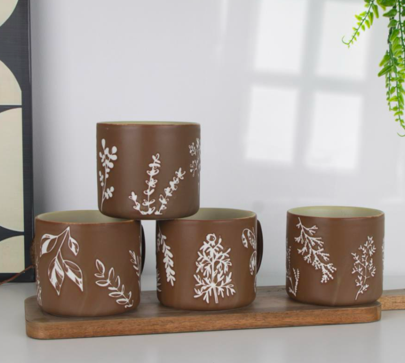 Minimalist Botanical Ceramic Mugs - Set #4